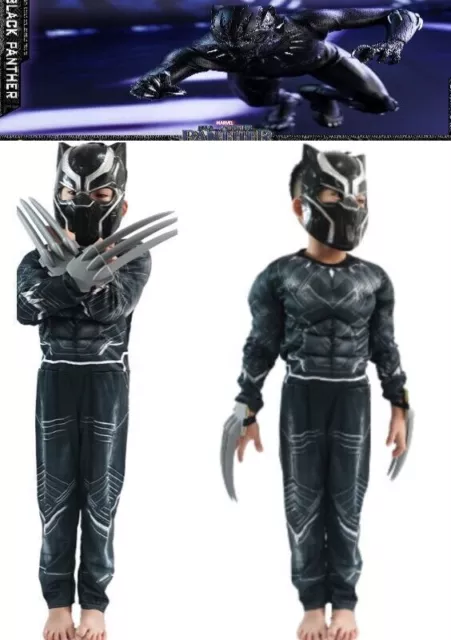 DE Black Panther Boys Kids Superhero Cosplay Costume Xmas Party Fancy Karneval 2