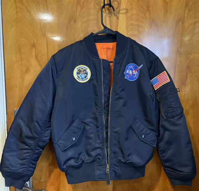 ALPHA INDUSTRIES X NASA MA-1 Flight Bomber Jacket Navy Exclusive Size YM (10/12)