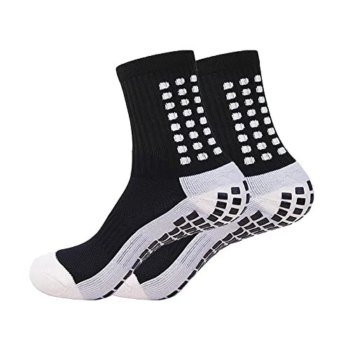 Men's grip Socks Soccer 1/3/4 Pairs Non Skid Socks Anti One Size 1pairs/Black