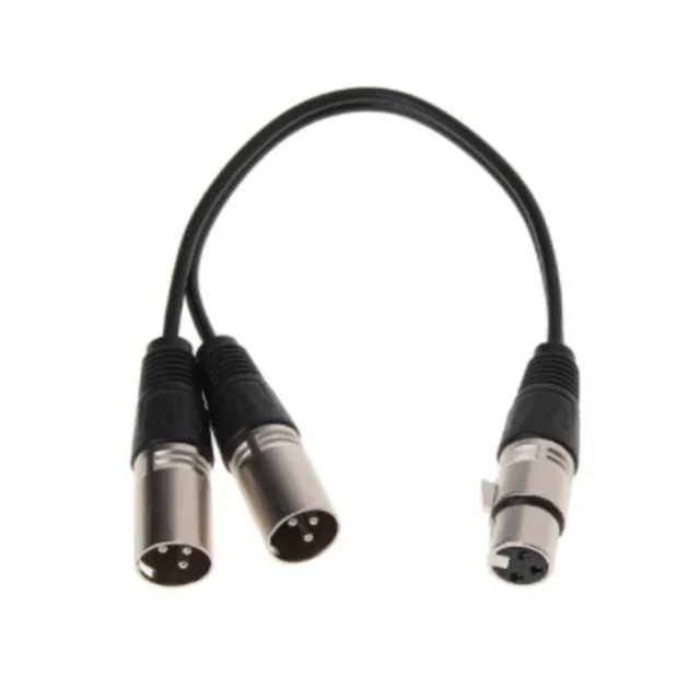 Flexible and Reliable XLR FEMALE to Dual 2 MALE Plug Mic Cable 30CM/1FT