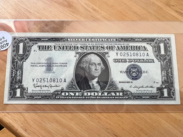 (1) $1 Silver Certificate 1957-B = Choice Unc Gem Bu Note = One Note Only