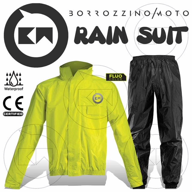 Tuta Antipioggia Bmoto Kit Completo Impermeabile Moto Scooter Giallo Fluo/Nero
