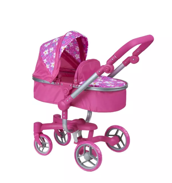 Playworld Doll Deluxe 2 In 1 Pram Pink