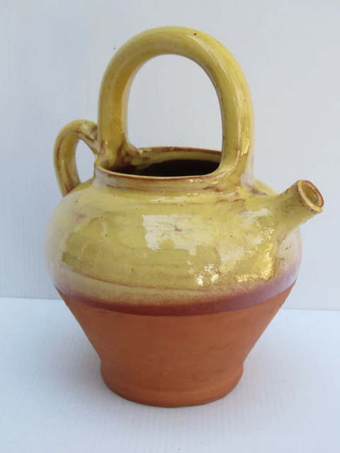 Cruche Ancienne (cargoulette) En Terre Cuite Vernissée - Poterie Française Traditionnelle, Vintage