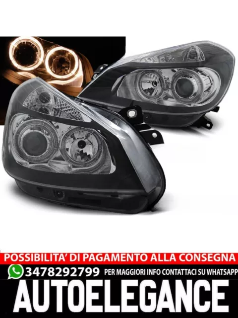 Fari Adatti Per Renault Clio 3 05-09 Nero Angel Eyes