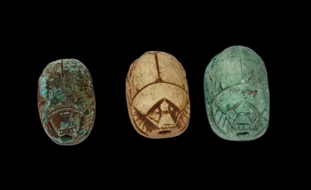 3 RARE ANCIENT EGYPTIAN ANTIQUE PHARAONIC SCARAB Stone Egypt History (A+)