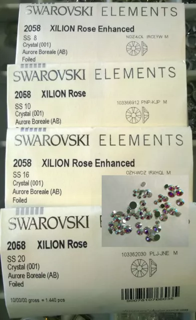 124 Swarovski Rhinestone Crystal AB Nail Art  Mixed Sizes