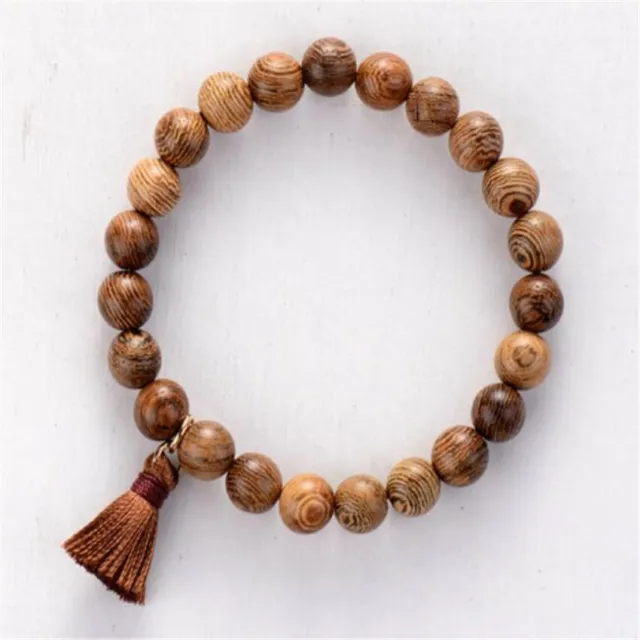8mm Wenge Wood Beads Bracelet 7.5 inches Energy Bless Unisex Meditation Sutra