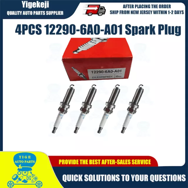 4Pcs Genuine 12290-6A0-A01 Spark Plug  (DILKAR8P8SY)  Fits For Honda Civic CR-V