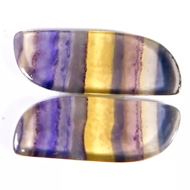 38.00Cts. Naturel Marvelous Arc-en-Ciel Fluorine Paire Chic Cabochon Libre Gemme