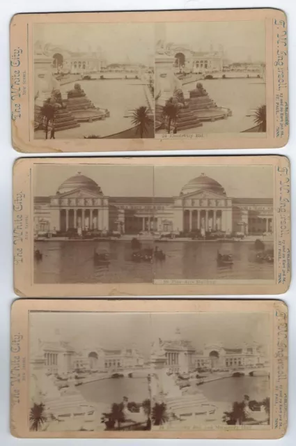 Lot 3 Stereoview White City Expo Photos Chicago Worlds Fair 1893 Exposition