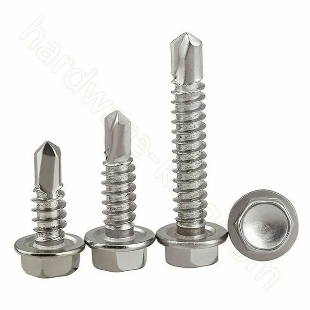 M4.2 M4.8 M5.2 M6.3 Hex Washer Head Screws 410 Stainless Self Tapping TEK Bolts