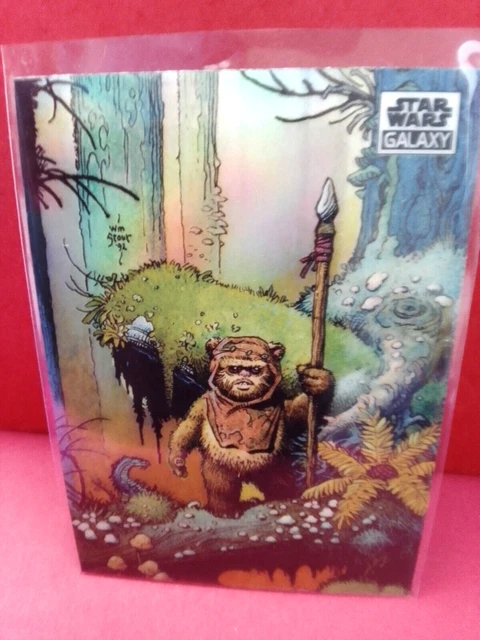 2022 Topps Star Wars Chrome Galaxy Warrior Ewok Refractor n°12 Art William Stout