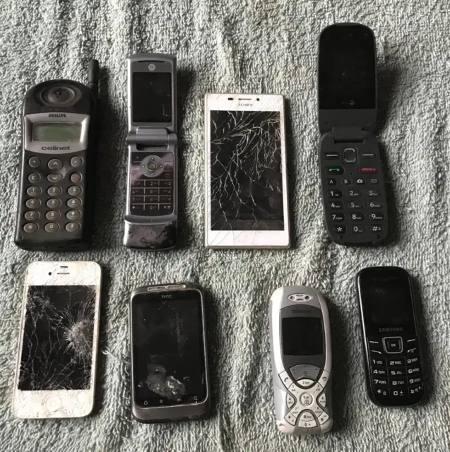8 x  Mobile Phone Job Lot Bundle Faulty Untested Iphone Samsung Sony Xperia