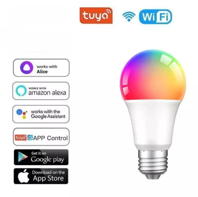 Smart Wifi LED light Bulb 15W(60W) A19 850LM RGBW Dimmable for Alexa/Google/Siri