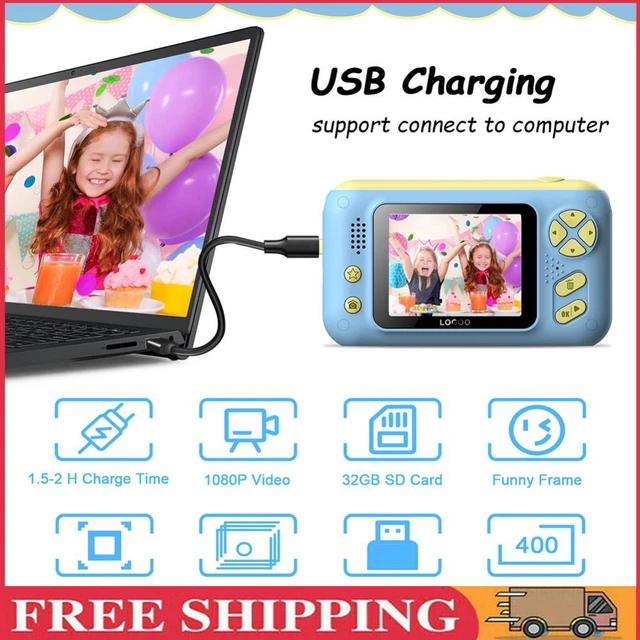 2.4 Inch HD Screen Kids Camera Charging Mini Digital Camera with 32G Memory Card