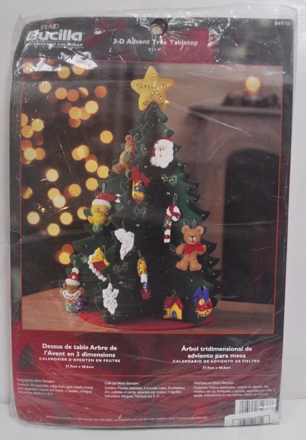 Bucilla 3-D ADVENT TREE TABLETOP Kit Felt Applique #84976 NEW