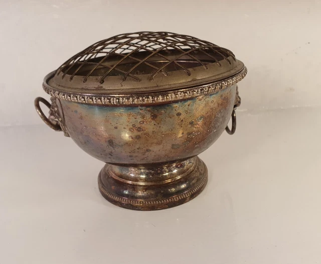 Vintage, Silver Plated Posy Flower Bowl, 10cm Tall & 13.3cm Diam Made in England