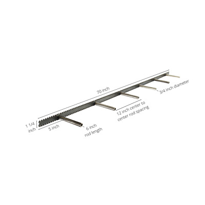 floating shelf bracket 70 inch wide, 1 1/4 backplate, 6 inch rods, 6 rods