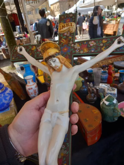 Cristo LENCI  Ottime  Condizioni Marcato  LENCI    Dietro La Croce Di Legno