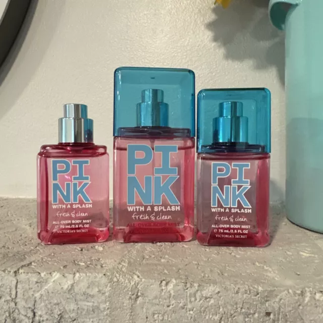 Victorias Secret PINK With A Splash Fresh & Clean Body Mist 4.2 & 2.5 Oz - READ