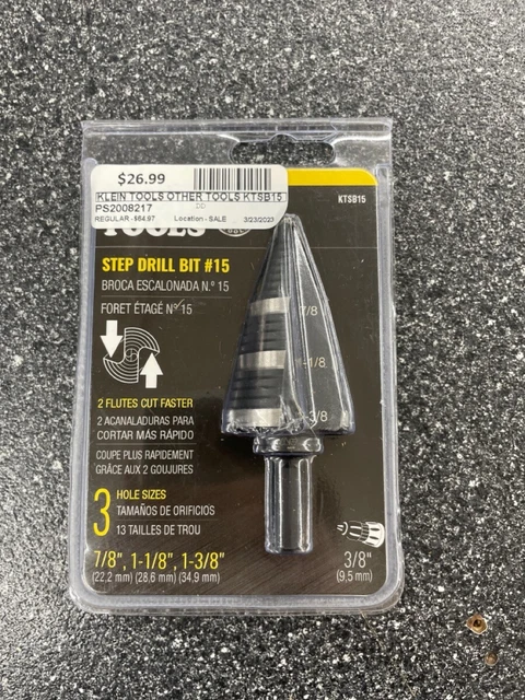 Klein Tools KTSB15 Step Drill Bit #15 7/8", 1-1/8", 1-3/8" (PS2008217)