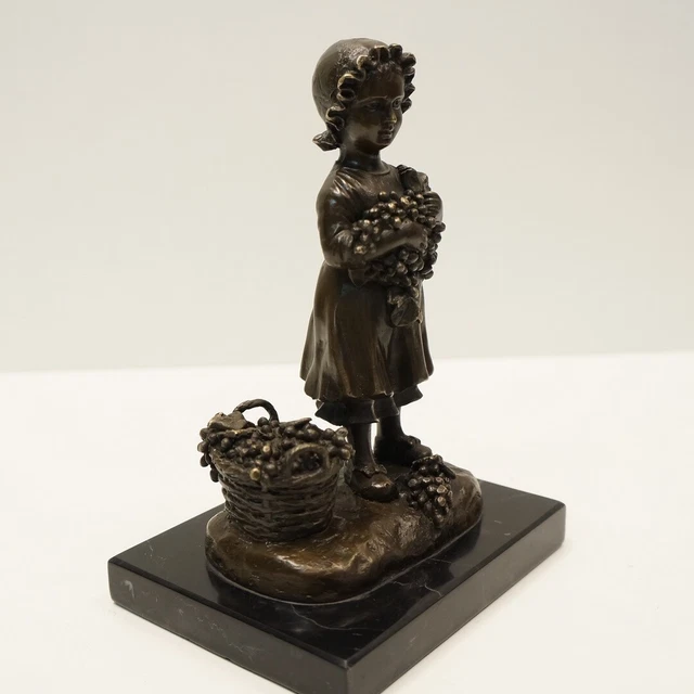 Estatua Uvas niño cosecha Art Deco Estilo Art Nouveau Estilo Bronce sólido 2