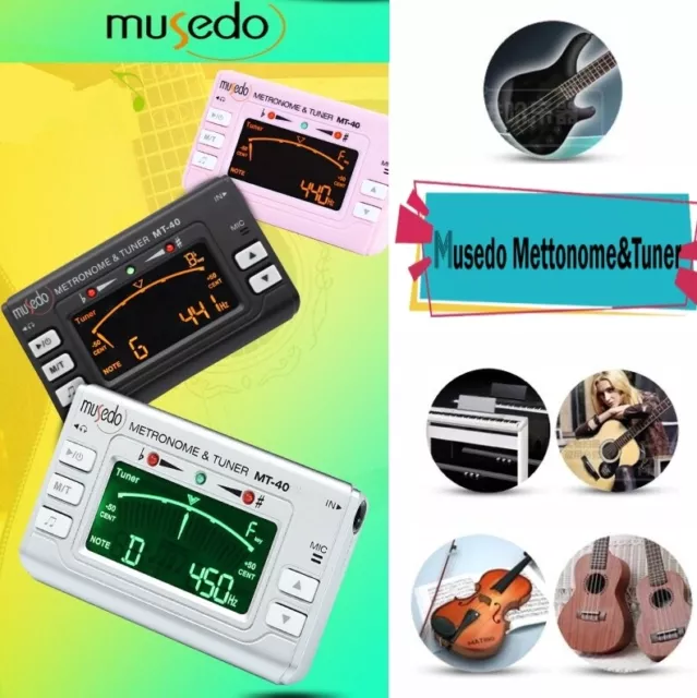 3-in-1 Musedo MT-40 Metro-Tuner + Tone Generator Electronic Digital Black / Pink