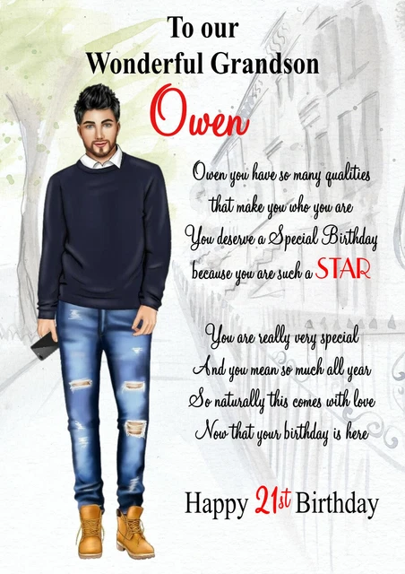 PERSONALISED BIRTHDAY CARD 16th 18th 21st son grandson Nephew brother ...