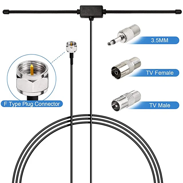 BINGFU DAB FM Radio Antenna FM Dipole Aerial W/ 3M Extension Cable for