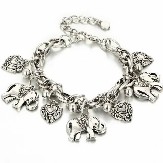 Elegant 925 Sterling Silver Unique New Women Fashion Charms Elephant 8" Bracelet