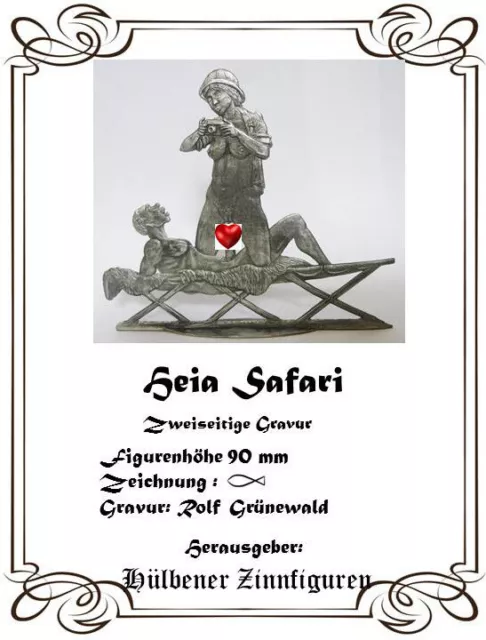 Erotische Zinnfigur Erotik Flachfigur Vitrinenfigur  "Heia Safari"