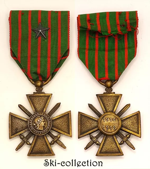 Croce da Guerra 1914-1918. Con 1 Étoile. Bronze. Francia 1° Guerre Mondiale,