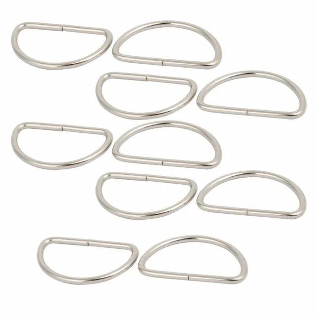 38mm Inner Width Iron Metal Half Round Non Welded D Ring Silver Tone 10pcs