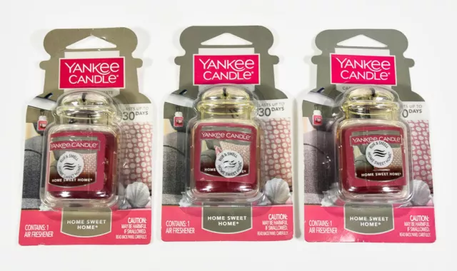 3 Yankee Candle CAR JAR Ultimate hanging air freshener HOME SWEET HOME scent NIP