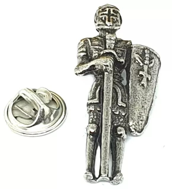 Hand Cast Fine English Pewter Pin Badge Medieval Knight Armour (≈25mm)