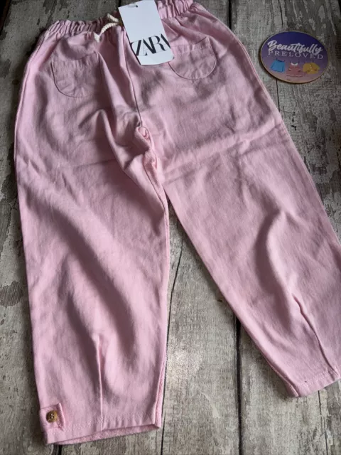 Girls BNWT Pink Trousers By Zara Age 4-5 Years