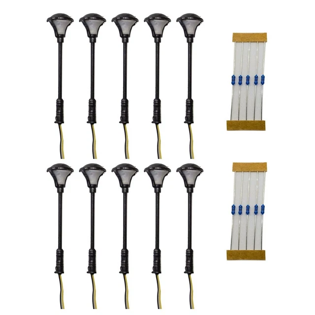 Lot De 5 Lampes LED Pour Maquette Ferroviaire – Échelle H0 1:87 – 3 V Avec Résistances 12-16 V