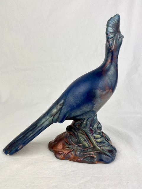 Vintage Road Runner Keramik Keramik Vogel Figur handbemalt Raku? Schillernd 3