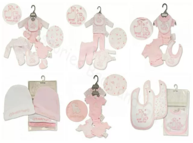 Premature Tiny Baby Girls 2/3/4 Piece Clothes Gift Sets Sweet Hugs 3-5 5-8lbs