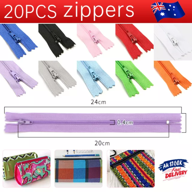 20PCS Closed End Nylon Zippers Tailor Sewer DIY Craft Sewing 20CM NEW AU Stock