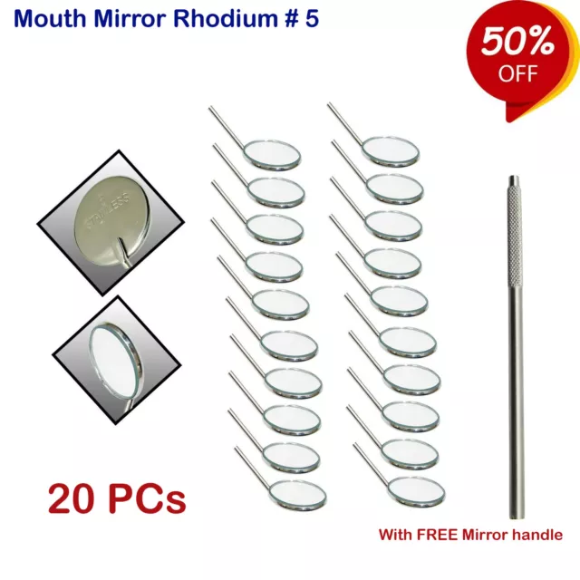 Dentista Espejo de boca Rodio No,5 Rhodium Front Surface With FREE mirror handle