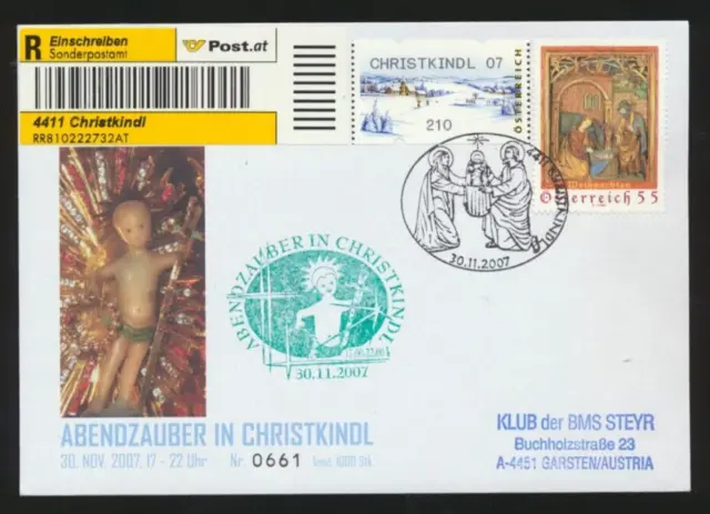 Christkindl-Brief 2011 mit Nebenstempel vom Traunsee Schlösser Advent