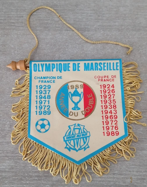Fanion Vintage OM Marseille - 'Fier D'être Marseillais', 10x8.5cm - Support Rétro Foot