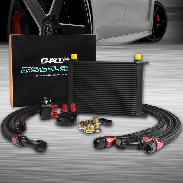 New Universal Aluminum 28 Row 10AN Racing Engine Oil Cooler + Filter Relocation