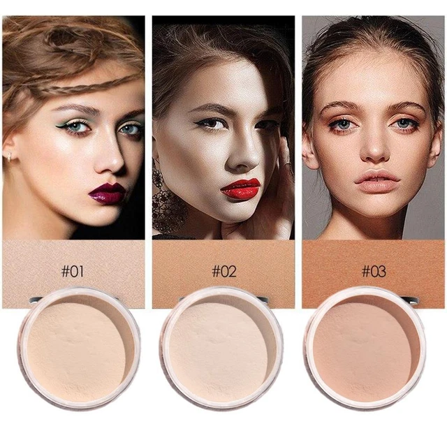 3 Farben Ölkontrolle Lose Pulver Einstellung Make-up Wasserdicht Gesichtspulver X1A3
