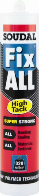 SOUDAL SEAM SEALER MS - POLYMER FIX ALL HIGH TACK COLOUR BLACK WET ON WET x 2