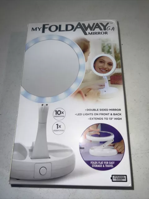 My FoldAway LED Lighted Double Sided Mirror - White