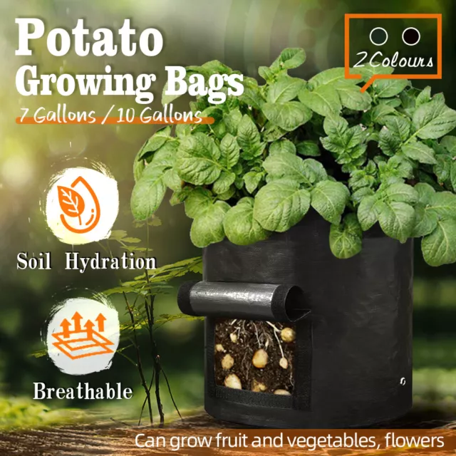 Potato Grow Planter Container Bags Pouch Root Plant Growing Bag Pot Side Window