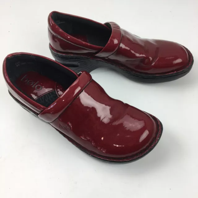 Bolo Par Né Rouge Sabots Femmes Chaussures Taille 6.5 J00605 Cuir Verni